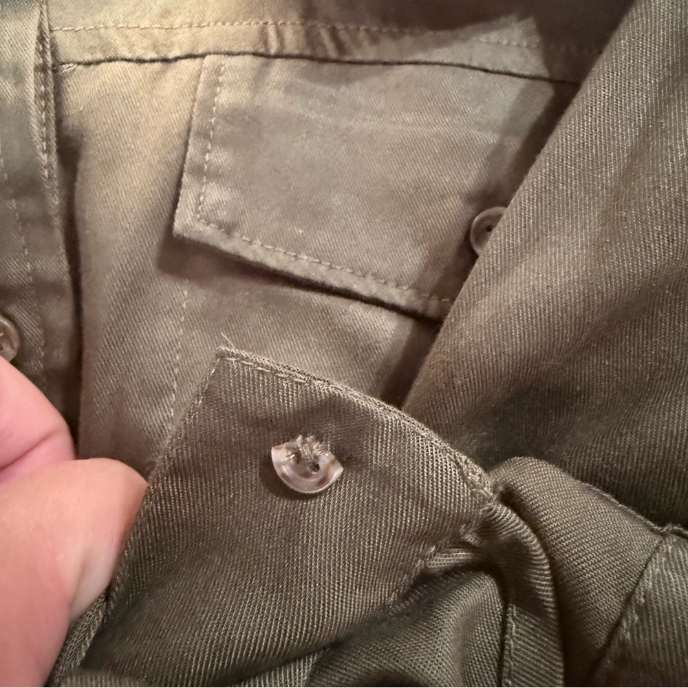 Lucky Brand Olivia Green Lyocell Tab Sleeve Shirt Dress - Picture 5 of 7